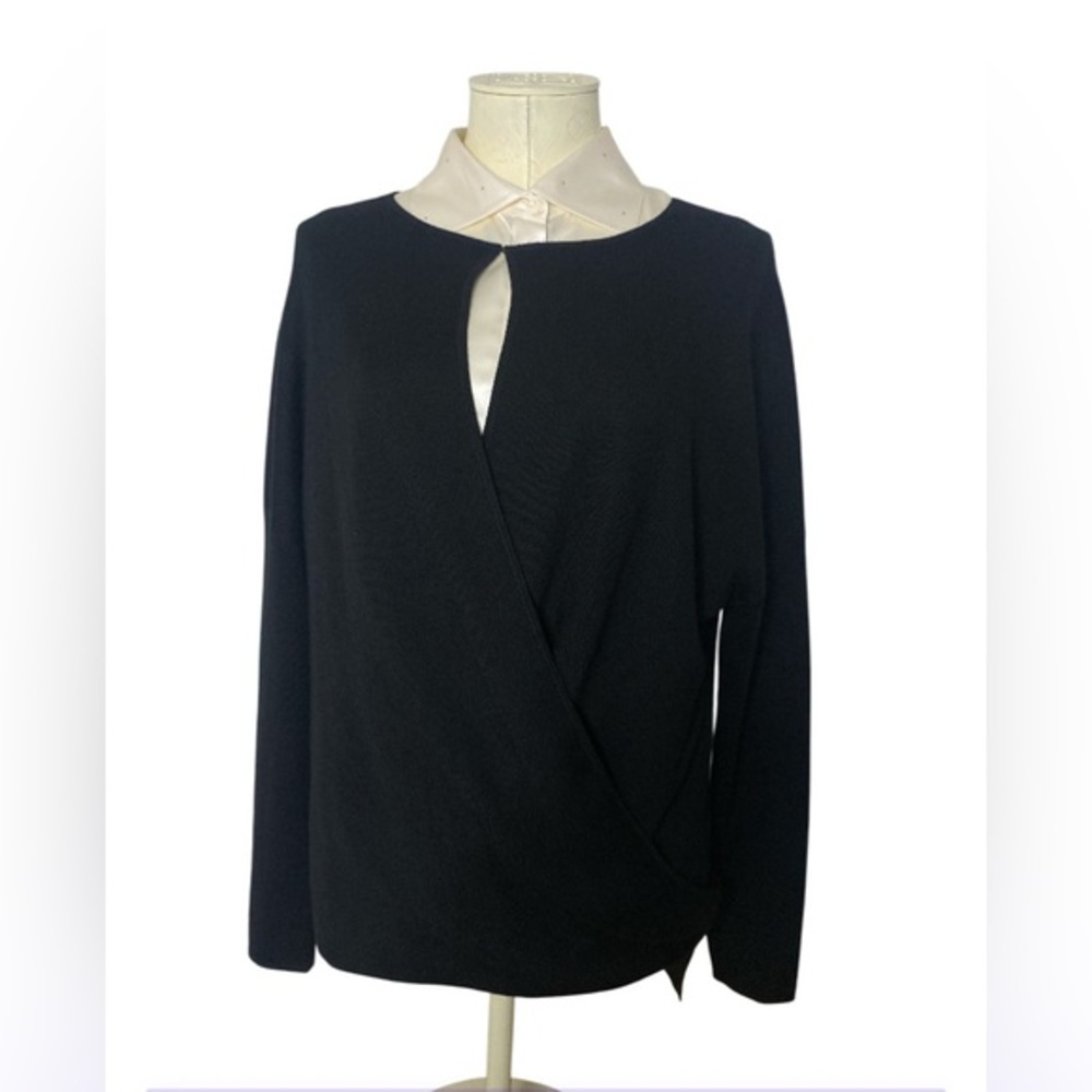DEREK LAM 70%CASHMERE 30% SILK WRAP SWEATER BLACK SIZE M PRISTINE CONDITION